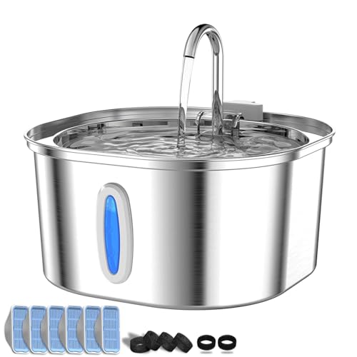 PEKTACO Edelstahl-Katzenbrunnen – 3.2L Katzenbrunnen für Innen mit Wasserstandsanzeige, Katzen Brunnen, Hunde Trinkbrunnen, 6 Filtern + 6 Schwämmen PEKTACO Edelstahl-Katzenbrunnen – 3.2L Katzenbrunnen für Innen mit Wasserstandsanzeige, Katzen Brunnen, Hunde Trinkbrunnen, 6 Filtern + 6 Schwämmen von PEKTACO