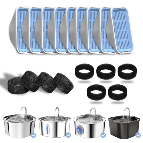 PEKTACO Katzen-Wasserbrunnenfilter, Ersatz- und Vorfilterschwämme für 3,2 L/108 oz automatischen Haustierbrunnen, Hundewasserspender, 9er-Pack Filter und 9 Vorfilterschwämme, Schaumstofffilter PEKTACO Katzen-Wasserbrunnenfilter, Ersatz- und Vorfilterschwämme für 3,2 L/108 oz automatischen Haustierbrunnen, Hundewasserspender, 9er-Pack Filter und 9 Vorfilterschwämme, Schaumstofffilter von PEKTACO