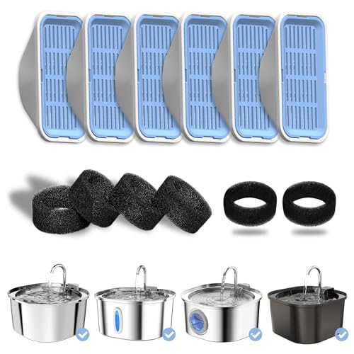 PEKTACO Katzen-Wasserbrunnenfilter, Ersatz- und Vorfilterschwämme für 3,2 L108 oz automatischen Haustierbrunnen, Hundewasserspender, 6er-Pack Filter und 6 Vorfilterschwämme, Schaumstofffilter PEKTACO Katzen-Wasserbrunnenfilter, Ersatz- und Vorfilterschwämme für 3,2 L108 oz automatischen Haustierbrunnen, Hundewasserspender, 6er-Pack Filter und 6 Vorfilterschwämme, Schaumstofffilter von PEKTACO