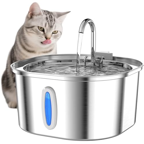 PEKTACO Katzenbrunnen aus Edelstahl für Innen – 3.2L Automatischer Trinkbrunnen mit Wasserstandsfenster, Leise, Wasserspender Hund PEKTACO Katzenbrunnen aus Edelstahl für Innen – 3.2L Automatischer Trinkbrunnen mit Wasserstandsfenster, Leise, Wasserspender Hund von PEKTACO