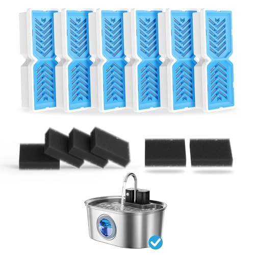 PEKTACO Katzenwasserbrunnenfilter, Ersatzfilter und Vorfilterschwämme für 3,2 l Haustier-Wasserbrunnen – 6 Stück PEKTACO Katzenwasserbrunnenfilter, Ersatzfilter und Vorfilterschwämme für 3,2 l Haustier-Wasserbrunnen – 6 Stück von PEKTACO