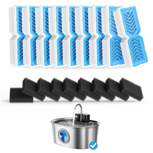 PEKTACO Katzenwasserbrunnenfilter, Ersatzfilter und Vorfilterschwämme für 3,2 l Haustier-Wasserbrunnen – 9 Stück PEKTACO Katzenwasserbrunnenfilter, Ersatzfilter und Vorfilterschwämme für 3,2 l Haustier-Wasserbrunnen – 9 Stück von PEKTACO