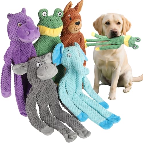 PELTEFLU Quietschspielzeug für kleine, mittelgroße und große Hunde, langlebiges Kauspielzeug zum Zahnen und Kauen, robustes interaktives Welpenspielzeug, 5er-Pack, für Hunde PELTEFLU Quietschspielzeug für kleine, mittelgroße und große Hunde, langlebiges Kauspielzeug zum Zahnen und Kauen, robustes interaktives Welpenspielzeug, 5er-Pack, für Hunde von PELTEFLU