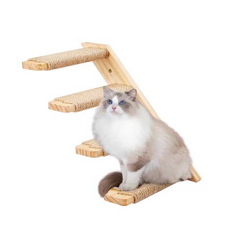 Katzentreppe Wand, Katzentreppe 4 Stufen, Kletterwand für Katzen, Katzen Treppe mit Juteseil, Wandmontage Katzenmöbel DIY Kletterwand von PELUOMOZ