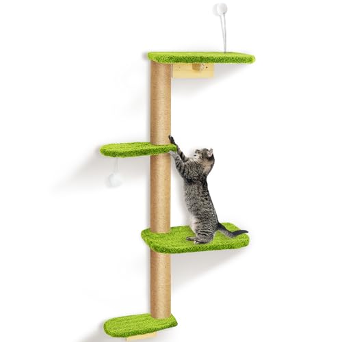 Kratzbaum für Katzen, Wandmontage, 124 cm, Grün von PELUOMOZ
