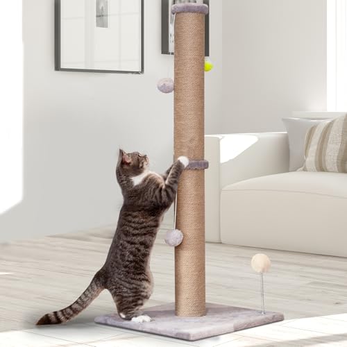PELUOMOZ Großer Katzenkratzbaum, 91,4 cm, großer Katzenkratzbaum für Indoor-Katzen, mit strapazierfähigem natürlichem Sisalseil, Kratzbaum, interaktives Spielzeug, Grau von PELUOMOZ