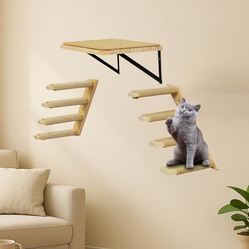 Wandmontiertes Katzenregal mit 2 zwei Stufen, Wandmontage, modernes Katzenwandmöbel zum Klettern, Faulenzen und Spielen, perfekte Hängematte für Indoor-Katzen oder Kätzchen Wandmontiertes Katzenregal mit 2 zwei Stufen, Wandmontage, modernes Katzenwandmöbel zum Klettern, Faulenzen und Spielen, perfekte Hängematte für Indoor-Katzen oder Kätzchen von PELUOMOZ