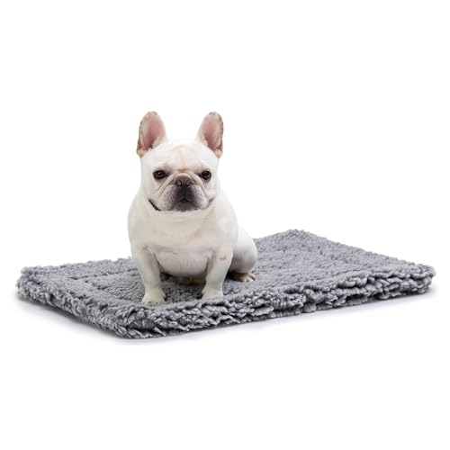 PELZIN Stoutwool Chew Proof Dog Bed - Fluffy Chew Resistant Dog Crate Pad - Tough Kennel Pad for Aggressive Chewers - Washable, Ideal for Medium Breeds & Fits L 77cm Crate - 74x46x5cm, Charcoal von PELZIN