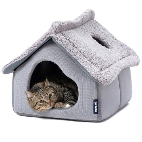 Pelzin Katzenbetten für Indoor-Katzen – Großes Katzenhaus mit abnehmbarem Stützschaum und waschbarer 2-seitiger Matte – Überdachtes Katzenhöhlenbett für Katzenversteck – Geschlossenes Katzenversteck Pelzin Katzenbetten für Indoor-Katzen – Großes Katzenhaus mit abnehmbarem Stützschaum und waschbarer 2-seitiger Matte – Überdachtes Katzenhöhlenbett für Katzenversteck – Geschlossenes Katzenversteck von PELZIN