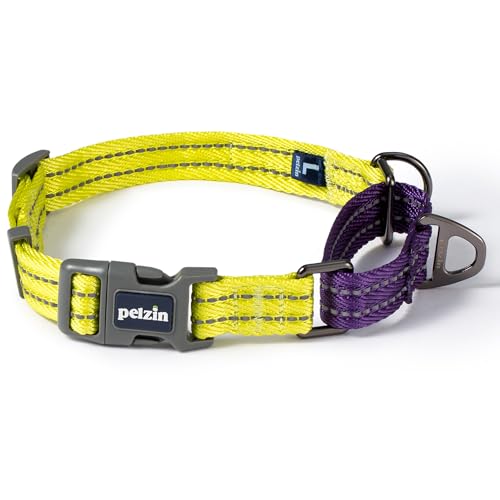 Pelzin Martingale Halsband für Hunde, reflektierend, kein Ziehen, mit Schnellschnalle, strapazierfähiges, dickes Schlupfhalsband für große Hunde, Lila/Limettengrün von PELZIN