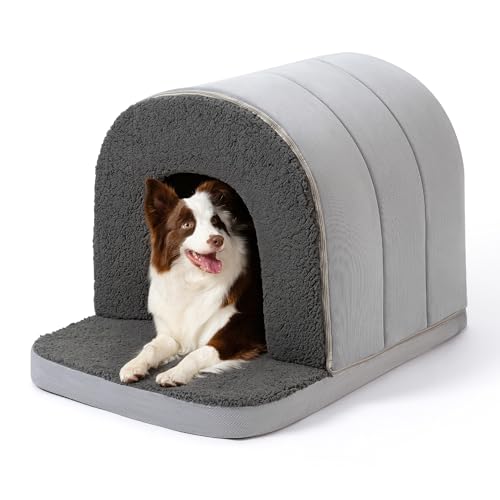 Pelzin Orthopedic Dog House Indoor - Dog Bed House with Egg-Crate Foam - Tent Bed with Waterproof Lining & Nonskid Bottom, Ideal for Extra Large Breeds & Fits L 109cm Crate - 104x69cm, Charcoal Pelzin Orthopedic Dog House Indoor - Dog Bed House with Egg-Crate Foam - Tent Bed with Waterproof Lining & Nonskid Bottom, Ideal for Extra Large Breeds & Fits L 109cm Crate - 104x69cm, Charcoal von PELZIN