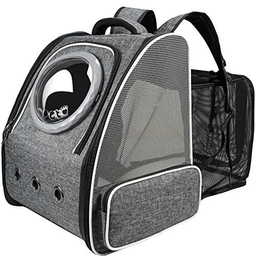 PENCCOR Erweiterbar Katzenrucksack Hunderucksack Haustierrucksack belüftet mit Sicherheitsleine & Raumkapsel-Design - Leicht faltbar für Reisen, Outdoor & Tierarztbesuche bis 8kg (Grau) von PENCCOR