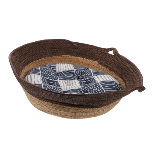 PENIKOKO 1 Stück Katzenbett aus Rattan Halbgeschlossene Schlafstätte für Katzen Atmungsaktives und Bequemes Haustier Nest für Winter für Gesundes Schlafgefühl PENIKOKO 1 Stück Katzenbett aus Rattan Halbgeschlossene Schlafstätte für Katzen Atmungsaktives und Bequemes Haustier Nest für Winter für Gesundes Schlafgefühl von PENIKOKO