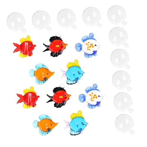 PENIKOKO 10 Stück Teiliges Aquarium Glas Deko Schwimmende Bunte Fischfiguren Langlebige Glasornamente für Fischbecken Lebendige Landschaftsdeko Praktische Aquarium Zubehör von PENIKOKO