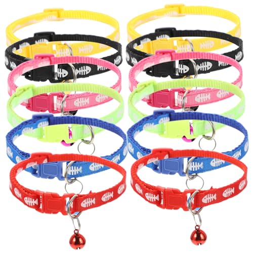 PENIKOKO 12 Stück Teiliges Verstellbares Haustierhalsband Bunte Katzen Hundehalsbänder mit Glocke Komfortables Sicheres Design für Welpen und Kleine Tiere für Festliche Anlässe und Partys von PENIKOKO