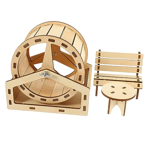PENIKOKO 1Satz Hamster Holzspielzeug DIY Laufrad Holzstuhl für Hamster Teiliges Zubehör für Kleintiere für Hamster von PENIKOKO