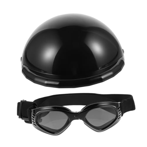 PENIKOKO 1Satz Haustier Helm Und Brillenset Für Verstellbare Sichere Kunststoffbrille Und Helm Für Haustiere Für Fotoshootings Und Outdoor Aktivitäten Langlebig von PENIKOKO