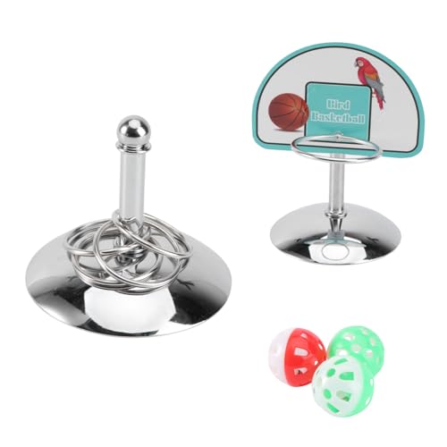 PENIKOKO 2 Sätze Papagei Spielzeugset Papageienspielzeug Vogelzubehör für Vogelsittiche metallringe metallkörbe Papageienring Trainingsspielzeug Vögel Ring Plastik von PENIKOKO