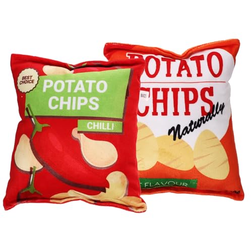 PENIKOKO 2 Stück Geräuschspielzeug Kartoffelchips Form für Hunde Strapazierfähiges Waschbares Plüschspielzeug für Welpen für Stressfreies und Zahnpflege von PENIKOKO