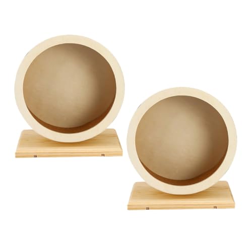 PENIKOKO 2 Stück Hamsterrad-Spielzeug Aus Holz: Korkmaterial Zur Geräuschreduzierung – Kratzfestes, Langlebiges Laufrad-Spielzeug – Ideal Für Chinchillas, Meerschweinchen, Igel von PENIKOKO