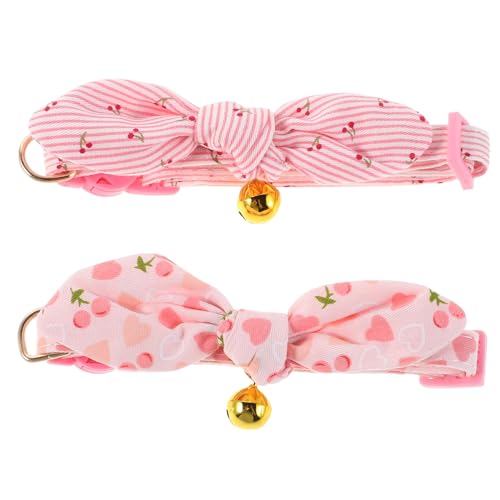 PENIKOKO 2 Stück Haustierhalsband verstellbares Katzenhalsband mit Glocke Bowtie-Kätzchen-Kragen verstellbare Kätzchenhalsbänder Einstellbarer Katzenkragen Baumwollkatze Baumwolle Polyester von PENIKOKO