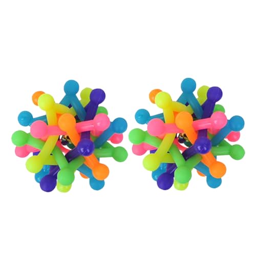 PENIKOKO 2 Stück Hundespielzeug Molar Ball aus Gummi mit Glocke Bunter Hohlkugel Interaktiv zum Zähne Reinigen und Kauen Kleines für Haustiere Langeweile und Zerstörerisches Verhalten von PENIKOKO