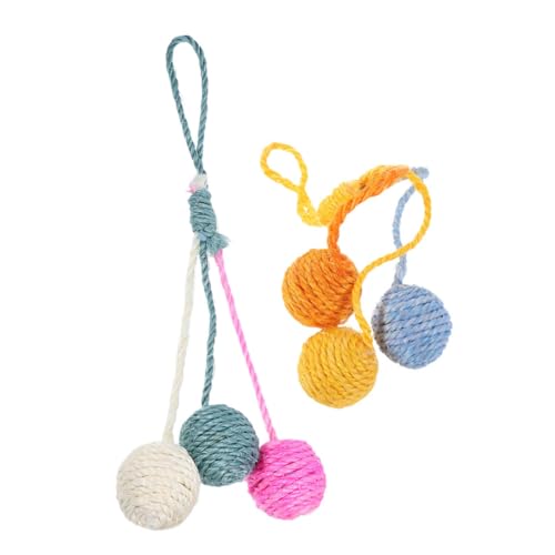 PENIKOKO 2 Stück Interaktive Sisal Bälle für Katzen mit Hängendem Design Fördert Geistige Stimulation und Aktives Spiel Kleinen Wohnungen Leuchtende Farben für Optimale Unterhaltung von PENIKOKO