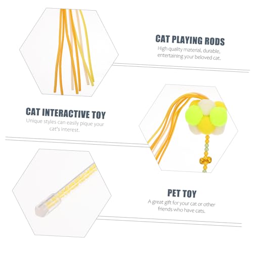 PENIKOKO 2 Stück Katzenspielzeug Teaser Stick Bissfeste Katzenangel in Gelb und Violett Interaktives zur Beschäftigung Katzeninstinkten Langlebig und Aktivitätsfördernd von PENIKOKO