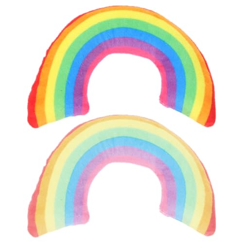 PENIKOKO 2 Stück U förmiges Katzen nackenkissen mit Katzenminze Weiches Kuschelkissen für Katzenalter Leichter Katzenschlafplatz und Beruhigendes in Regenbogenfarben von PENIKOKO