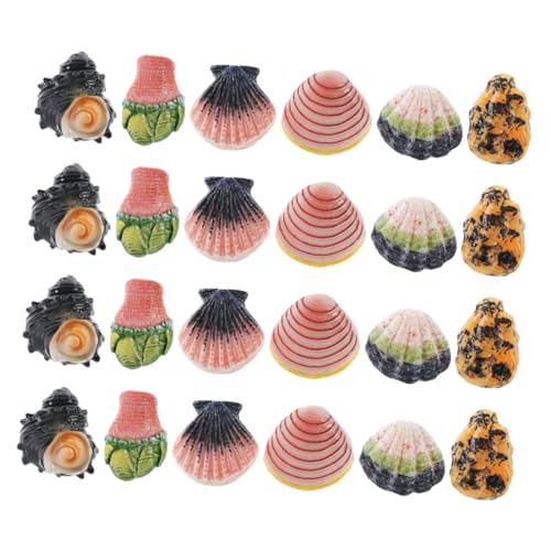 PENIKOKO 24 Stück Teiliges Mini-Resin-meeresmuschel- Lebensechte Bunte Aquarienornamente Kleine Dekorationen für Fischbecken Naturgetreue Muschelfiguren zur Aquariumsgestaltung von PENIKOKO