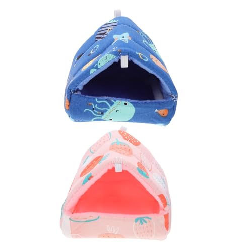 PENIKOKO 2Stücke Hamster Nest aus Multifunktionales Schlafnest für Kleintiere Sicheres Versteck für Hamster Chinchillas und Meerschweinchen zu Reinigen Pinkes Erdbeer Design von PENIKOKO