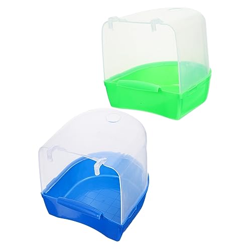 PENIKOKO 2Stücke Vogelbad für Käfige Hängende Duschbox aus Kunststoff für Papageien und Wellensittiche für Sauberkeit und Pflege Transparentes Design von PENIKOKO