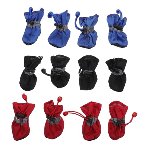 PENIKOKO 3 Sätze wasserdichte Dicke Hunderegenstiefel mit Rutschfester Sohle Verstellbarem Kordeldesign aus Strapazierfähigem Nylon und Baumwolle Pfotenschutz für Kleine und Mittlere Hunde PENIKOKO 3 Sätze wasserdichte Dicke Hunderegenstiefel mit Rutschfester Sohle Verstellbarem Kordeldesign aus Strapazierfähigem Nylon und Baumwolle Pfotenschutz für Kleine und Mittlere Hunde von PENIKOKO