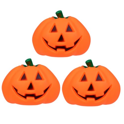 PENIKOKO 3 Stück Halloween Kürbis Quietschender Haustierball aus Sicherem Kunststoff Interaktives Kauspielzeug für Hunde Geruchlos Langlebig Fördert Training und Spielspaß von PENIKOKO