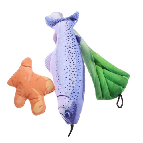 PENIKOKO 3 Stück Teiliges Katzen Kauspielzeug für Kätzchen mit Katzenminze Fischform Plüschspielzeug mit Raschelpapier Langlebig und Interaktiv zur Zahnreinigung und Spielerischen von PENIKOKO