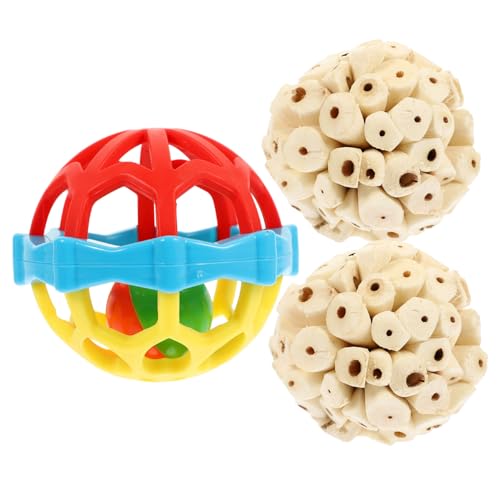 PENIKOKO 3 Stück Teiliges Papageienspielzeug mit Natürlichen Essbaren Kau Weichem Gummiball Grindende Schnabelbälle für Wellensittiche Conures und Kleintiere Robustes Zufällige Farbe von PENIKOKO
