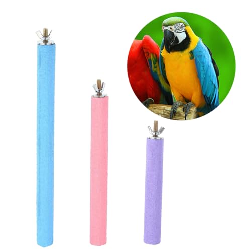 PENIKOKO 3 Stück Vogel Stehen Barsch Käfig Groß Papageienspielzeug Stand Schleifstab Nahrungssuche Seilen Von Vogelspielzeug Sitzstangen Papagei Flacher Vogelsitz Bambus von PENIKOKO
