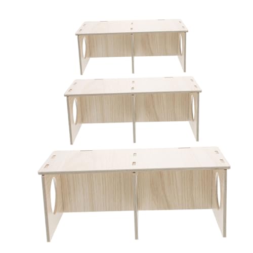 PENIKOKO 3-teiliges Mehrkammer-hamsterhaus: Hamsterversteckhaus - Mehrkammerkabinen Aus Holz Für Kleine Haustiere - Für Igel Und Mäuse von PENIKOKO