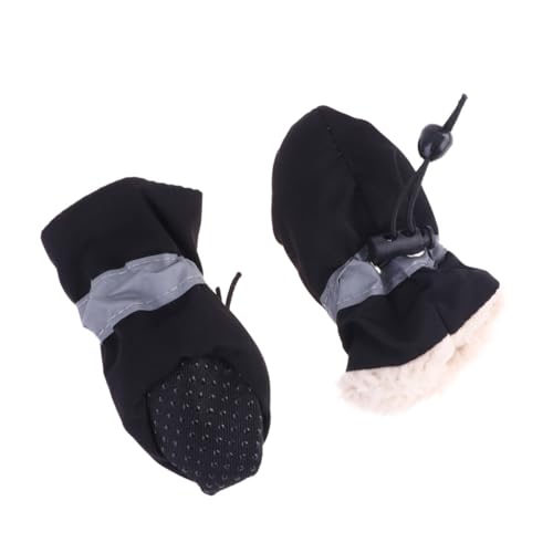 PENIKOKO 4 Stück Anti-Schlupf-Haustierschuhabdeckung Booties für Hundepfoten mittel für Hunde wasserdichtes Outdoor-Gewebe Kleine Hundefutter Hundeschuhe Hundestiefel Schwarz von PENIKOKO