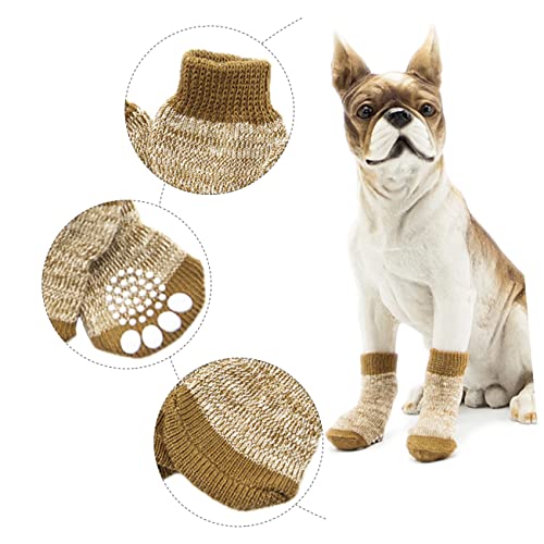 PENIKOKO 4 Stück Baumwoll Hundesocken für Haustiere rutschfeste Socken für Optimalen Pfotenschutz Drinnen und Draußen Bequem und Hautfreundlich für Winter von PENIKOKO