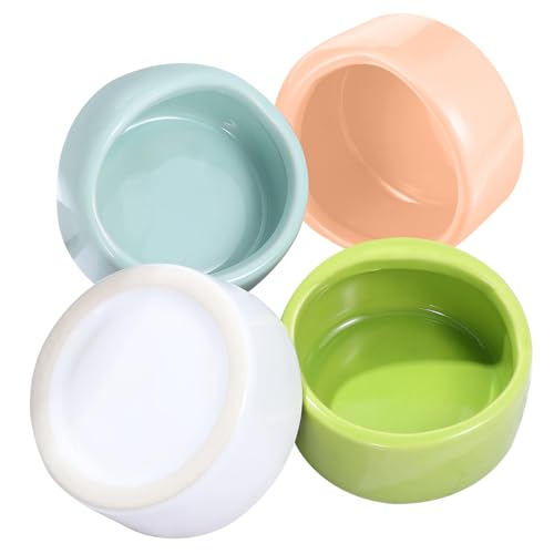 PENIKOKO 4 Stück Keramik Hamster Futternapf Teilig für Käfig Kleine wasserdichte Näpfe für Hamster Mäuse Igel und Kleintiere rutschfest Leicht zu Reinigen und Dekorativ von PENIKOKO