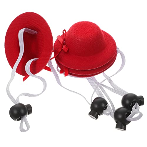 PENIKOKO 4 Stück Miniatur Mini Hüte Rote Mini Formelhüte für DIY Basteln Winzige Puppenhüte Vielseitige Dekoration für Cosplay und Kreative Bastelprojekte von PENIKOKO
