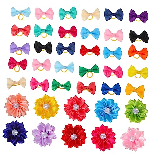 PENIKOKO 40Stücke Teiliges Haargummi mit Schleifen und Farbenfrohe Haarschmuck Accessoires für Kleine Hündinnen für Fotoshootings Bequem von PENIKOKO