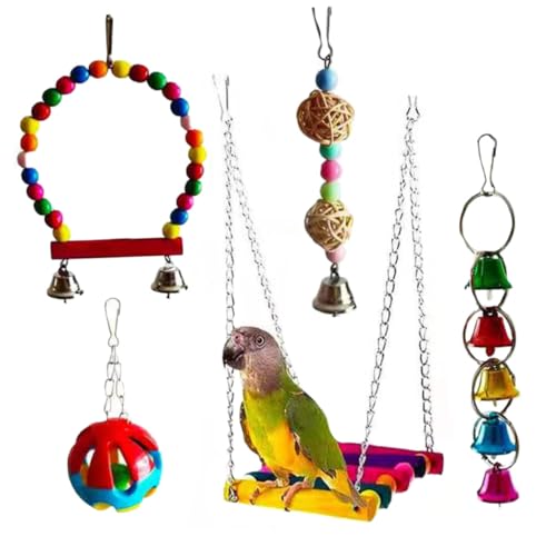 PENIKOKO 5 Stück Teiliges Papageien Kauspielzeug Set Natürliches Sicheres Material Langlebig Farbenfrohes Bird Bite für Wellensittiche und Kleine Vögel Attraktives Haustier Zubehör von PENIKOKO