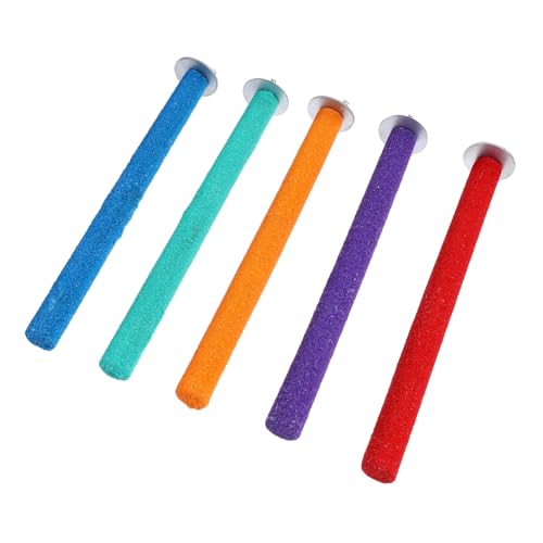 PENIKOKO 5 Stück Teiliges Papageiensandpapier kletterspielzeug für Käfig Bunte Kratz Kletterstangen für Wellensittiche Nymphensittiche und Kleine Vögel Robust und Fördert Zufällige Farbe von PENIKOKO