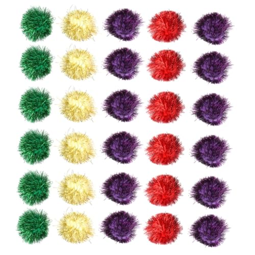 PENIKOKO 60 Stück Teiliges Katzen mit Glitter und Knisterbällen Langlebige Interaktive Tinsel Pom Bälle für Katzen Bunte Katzenspielzeuge zur Selbstbeschäftigung und Stressabbau von PENIKOKO