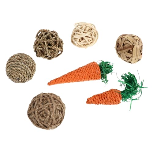 PENIKOKO 7 Stücke Strohgeflecht Bälle für Kaninchen Papagei und Kleintiere Umweltfreundliches Kauspielzeug Zahnpflege Spielzeug Trainingsspielzeug für Haustiere Karottenform PENIKOKO 7 Stücke Strohgeflecht Bälle für Kaninchen Papagei und Kleintiere Umweltfreundliches Kauspielzeug Zahnpflege Spielzeug Trainingsspielzeug für Haustiere Karottenform von PENIKOKO