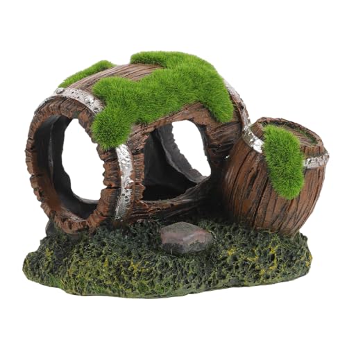 PENIKOKO Aquarium-Dekoration Fischhöhle Versteck mit Hohlem Tonfass-Design Resin Versteck für Garnelen Betta Einfach zu Reinigen Geeignet für Süßwasser-aquarien von PENIKOKO