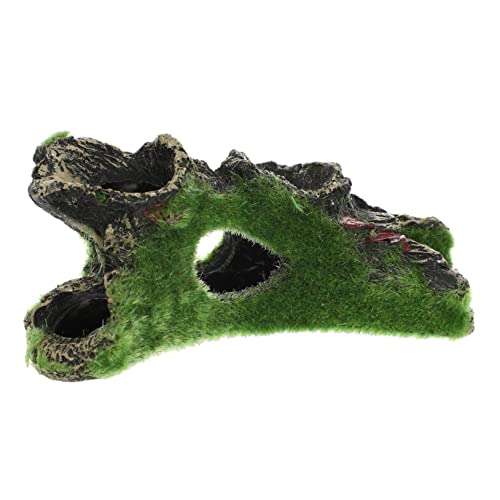 PENIKOKO Aquarium Versteck Höhle Baumhöhle Dekoration mit Moos Ornament Natürliches Resin Aquarium Versteck für Fische Garnelen und Welse Langlebige Unterwasser Deko für Fischbecken von PENIKOKO