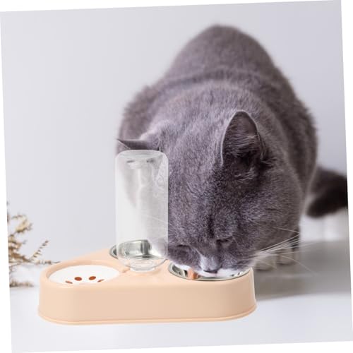 PENIKOKO Automatischer Katzen Trinkbrunnen mit Wasserspender Edelstahl Napf rutschfest Abnehmbar Leicht zu Reinigen Haustier Trinkschale für Katzen und Hunde von PENIKOKO